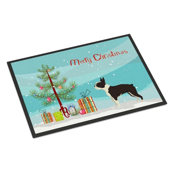 Carolines Treasures Carolines Treasures CK3525MAT 18 x 27 in. Boston Terrier Christmas Tree Indoor or Outdoor Mat CK3525MAT - main